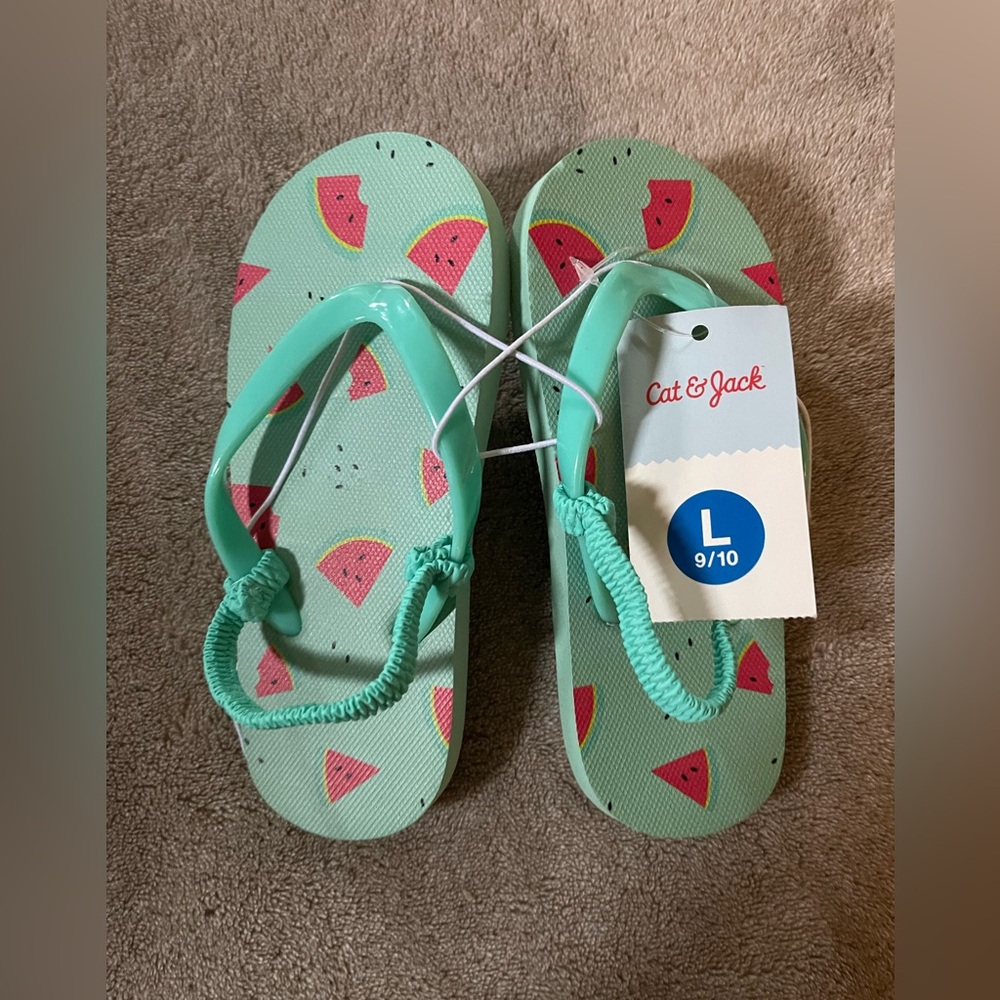 Cat & Jack Kids Watermelon Flip Flops - Mint Green